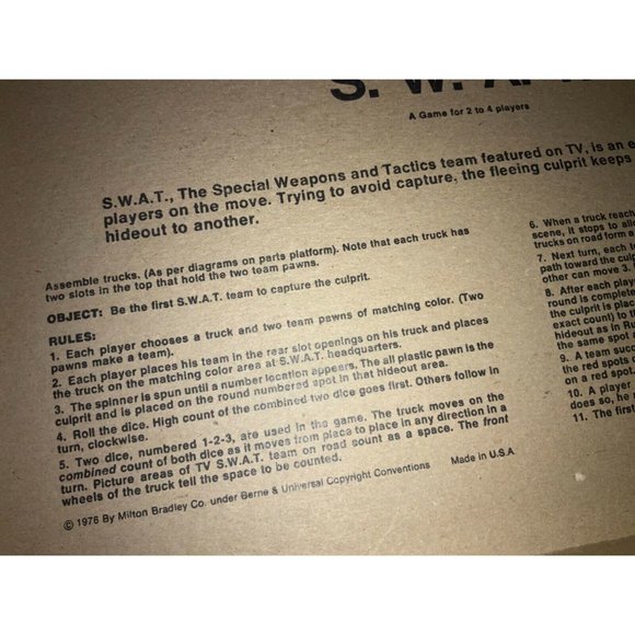 Milton Bradley Swat  S.W.A.T. Board Game by Vintage 1976 - Picture 9 of 12